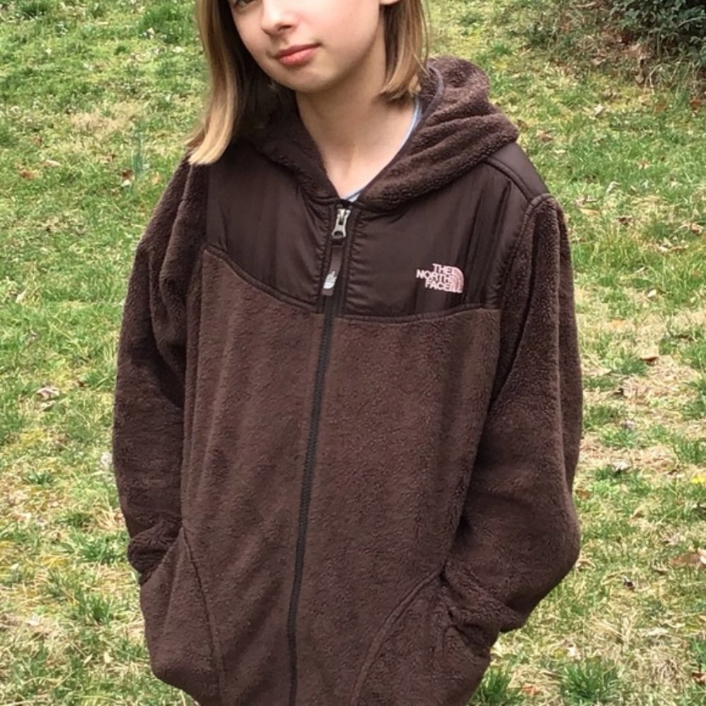 The North Face Oso Fleece Hoodie Jacket Brown Girls Size L EUC - Picture 1 of 10